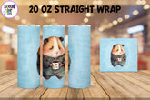 20 oz Sublimation Tumbler Wrap - Watercolor Sleepy Hamster holding a Coffee